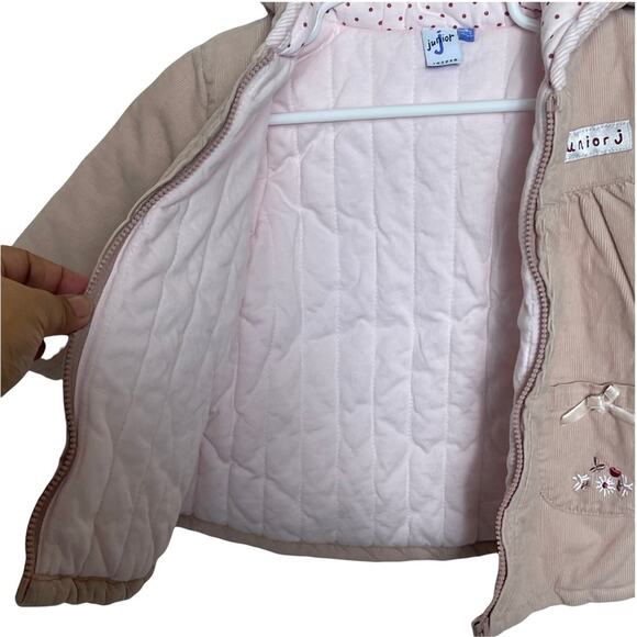 Jasper Conran Hooded Corduroy Front Zip Jacket Blush Pink Baby 6-9 Months - Picture 5 of 9